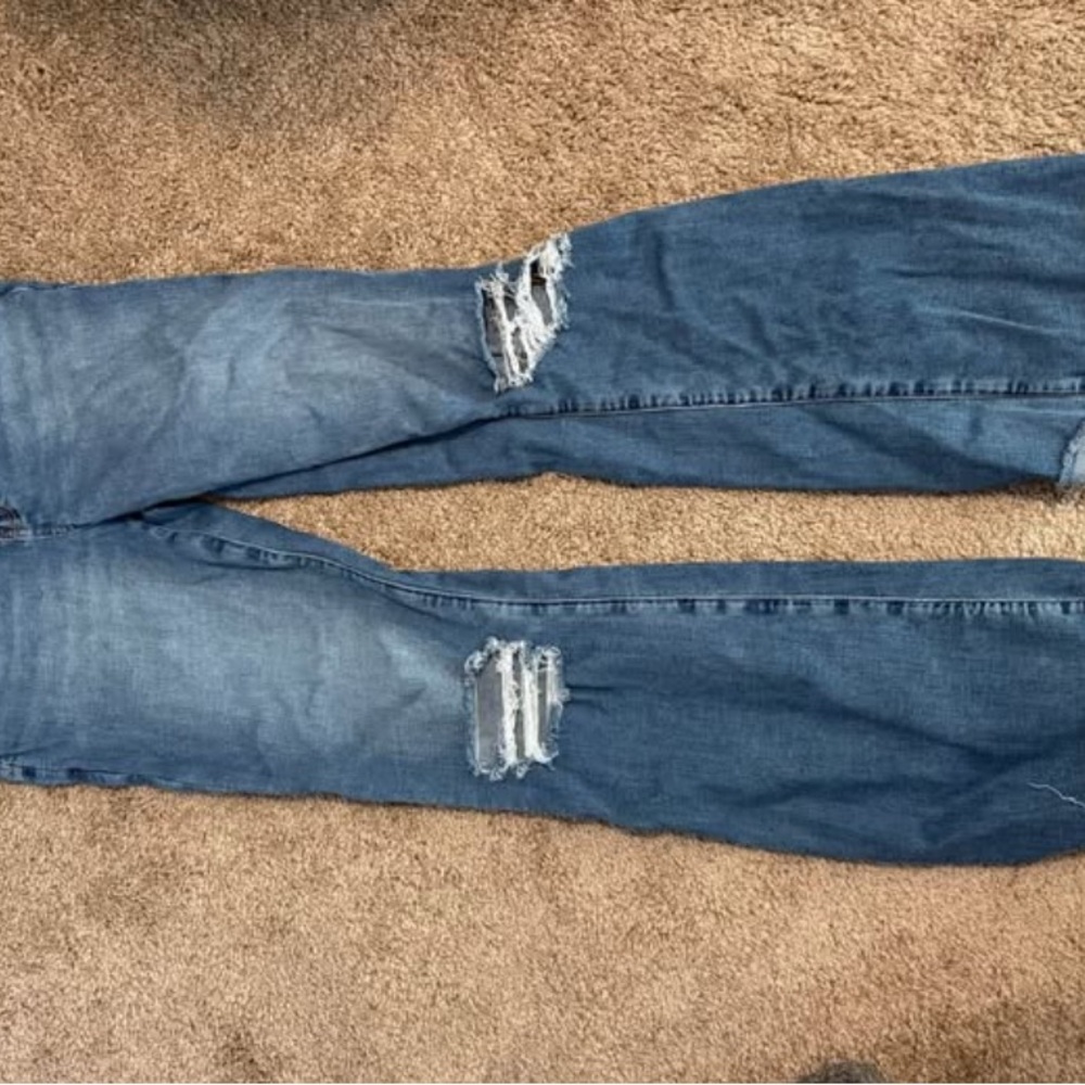 American Eagle Outfitters Blue Distressed Flare Jeans